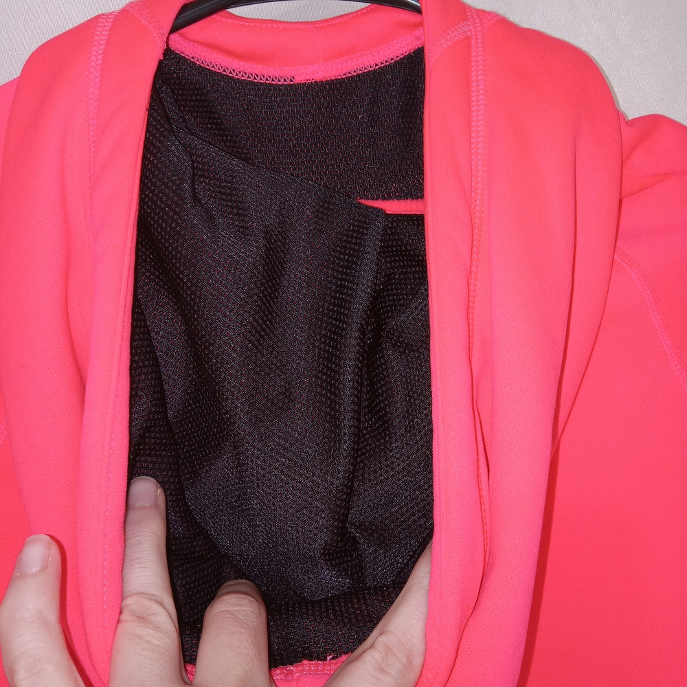 Nike Neon Coral Pink Pullover Hoodie size XS Polyester Pouch Pocket Long Sleeve - Picture 7 of 12